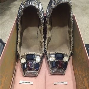 Miu Miu By Prada Jewel Toe Ballet Flats, SZ 36